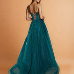 Celina Tulle Corset Gown Emerald Back