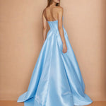 Ciara Satin Corset Gown Pale Blue Back