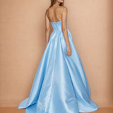 Ciara Satin Corset Gown Pale Blue Back