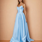 Ciara Satin Corset Gown Pale Blue Front