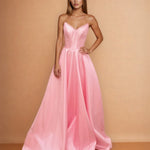 Ciara Satin Corset Gown Pale Pink Front 2