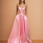Ciara Satin Corset Gown Pale Pink front