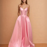 Ciara Satin Corset Gown Pale Pink front