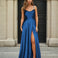 Cindy Satin A-line Gown Sapphire Front