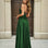 Cindy Satin A-line Gown Emerald Back