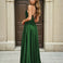 Cindy Satin A-line Gown Emerald Back