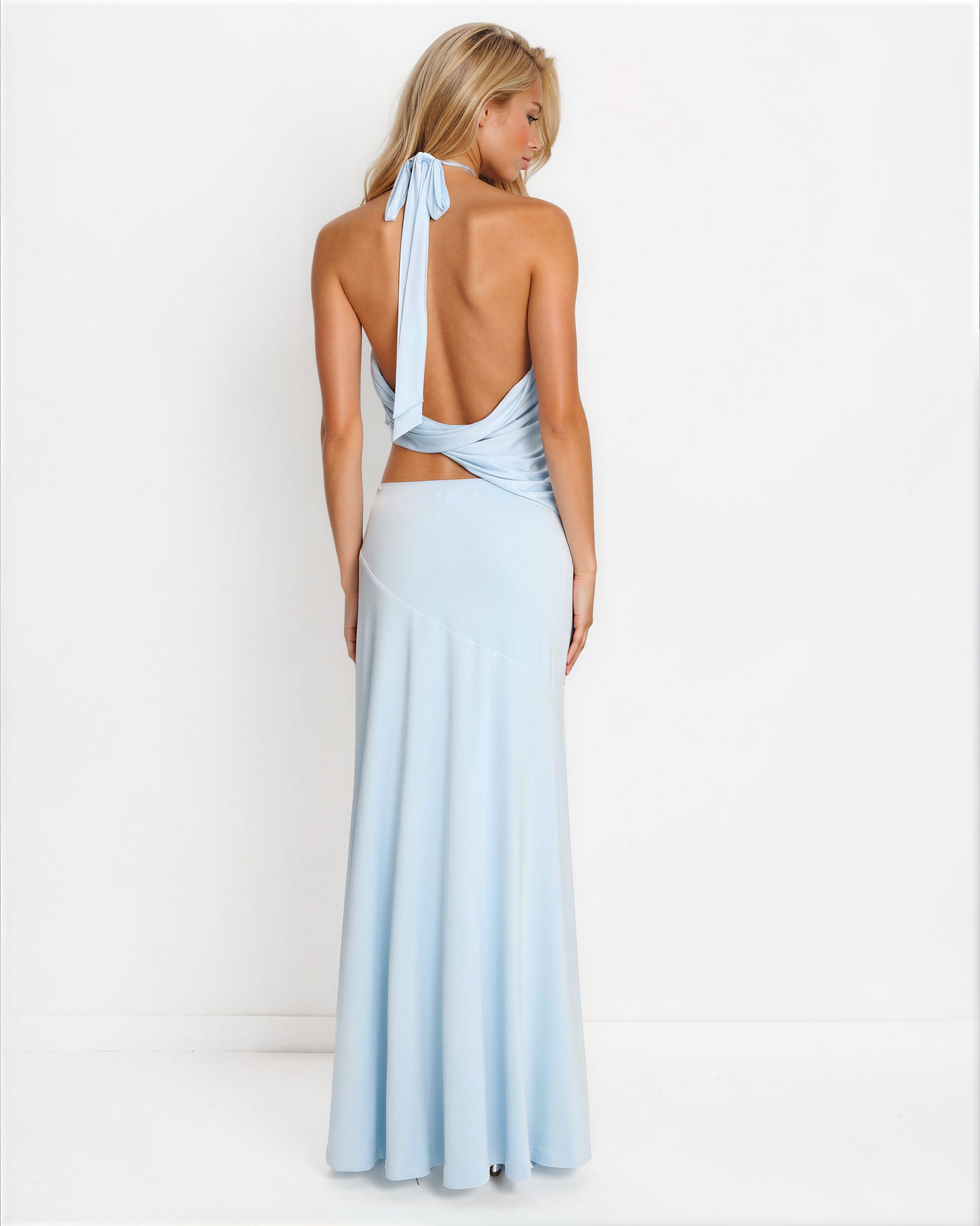 Claire Maxi Top and Skirt Set Baby Blue back