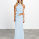 Claire Maxi Top and Skirt Set Baby Blue front