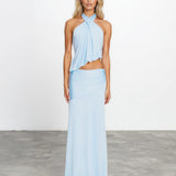 Claire Maxi Top and Skirt Set Baby Blue front