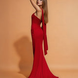 Clarissa Chiffon Corset Gown Red Side