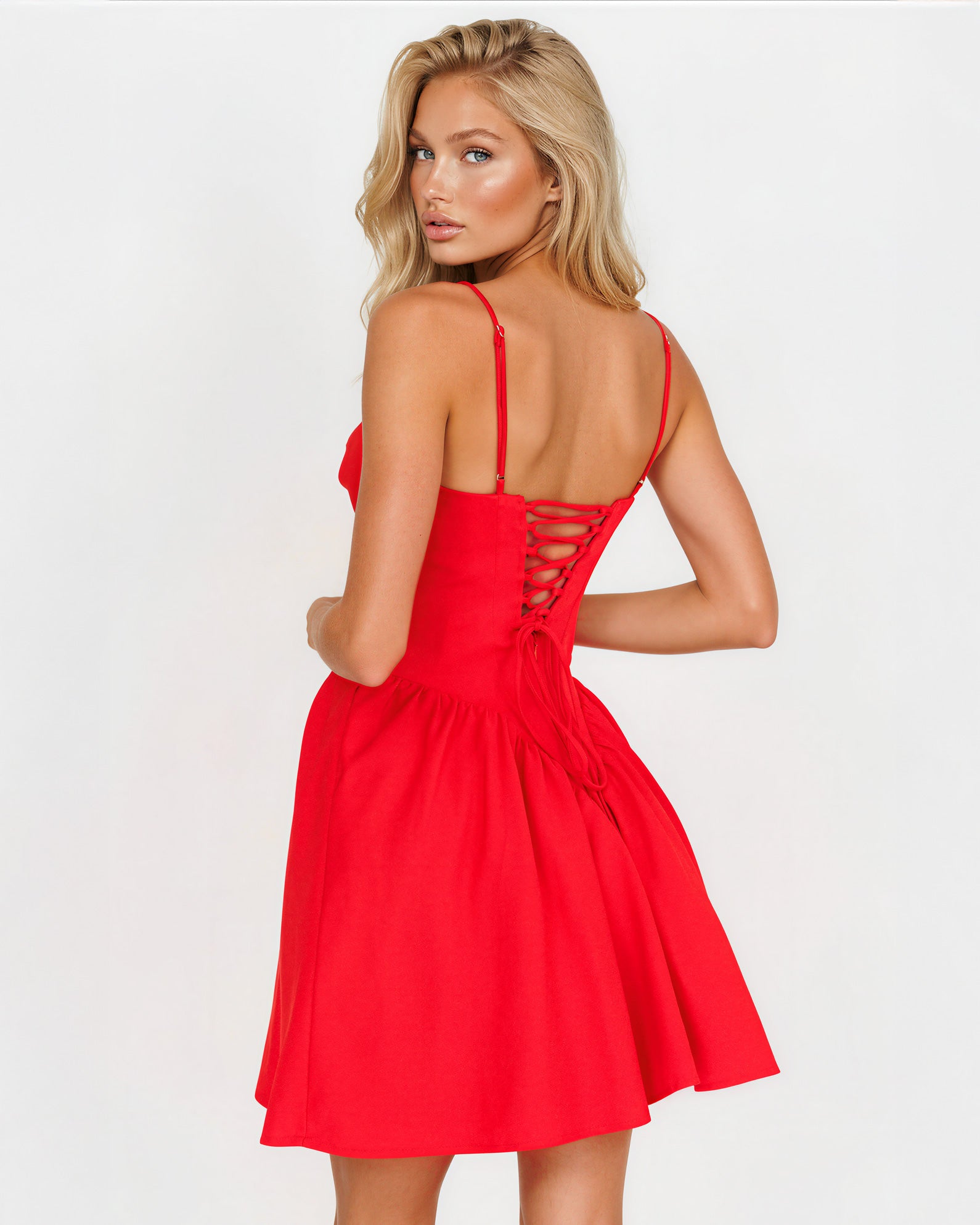 Dahlia Mini Dress Red back