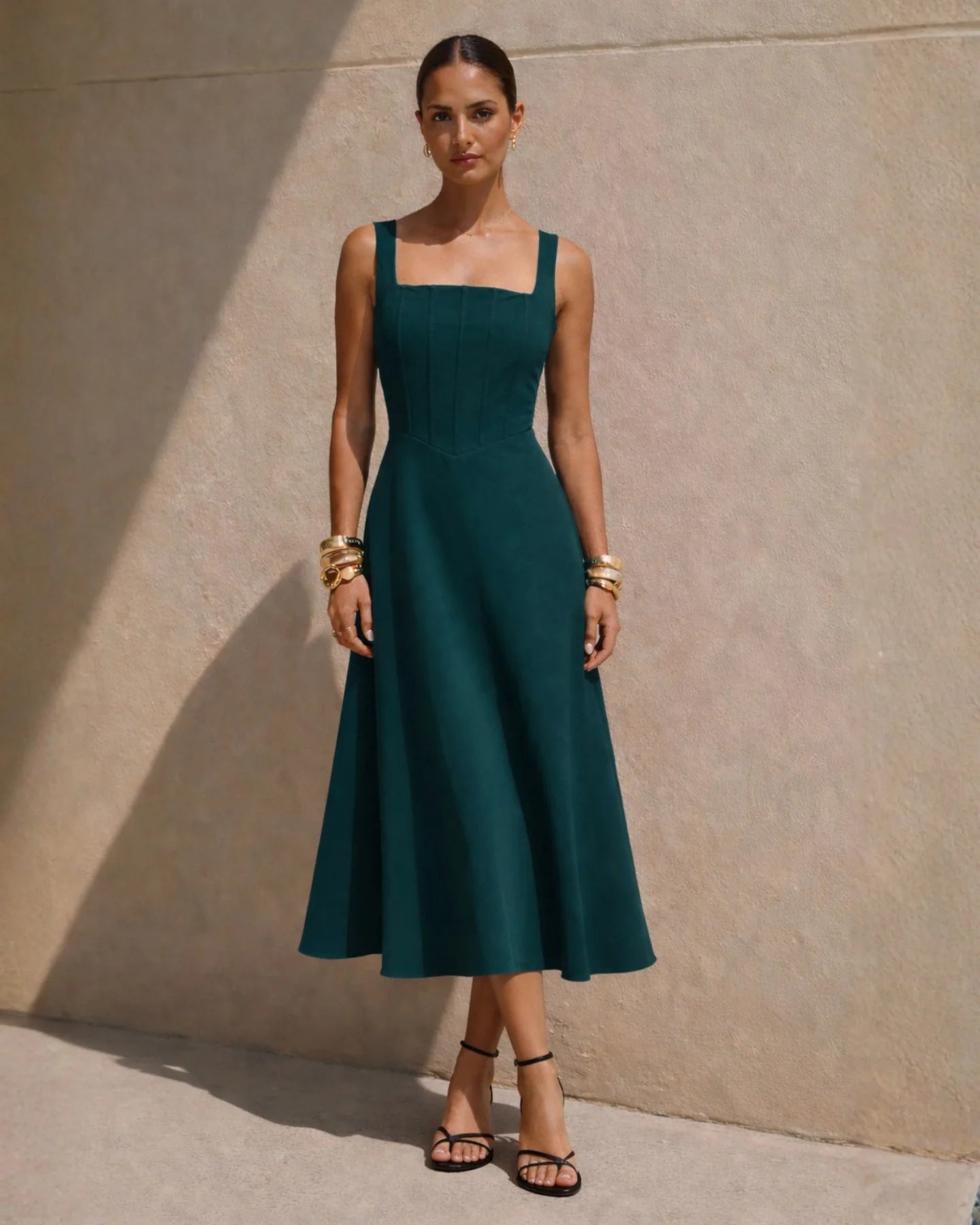 Danielle Midi Dress Green Front