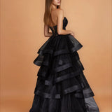 Daphne Corset Tulle Gown Black Back