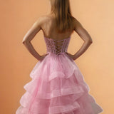 Daphne Corset Tulle Gown Pale Pink Back