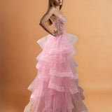 Daphne Corset Tulle Gown Pale Pink Side