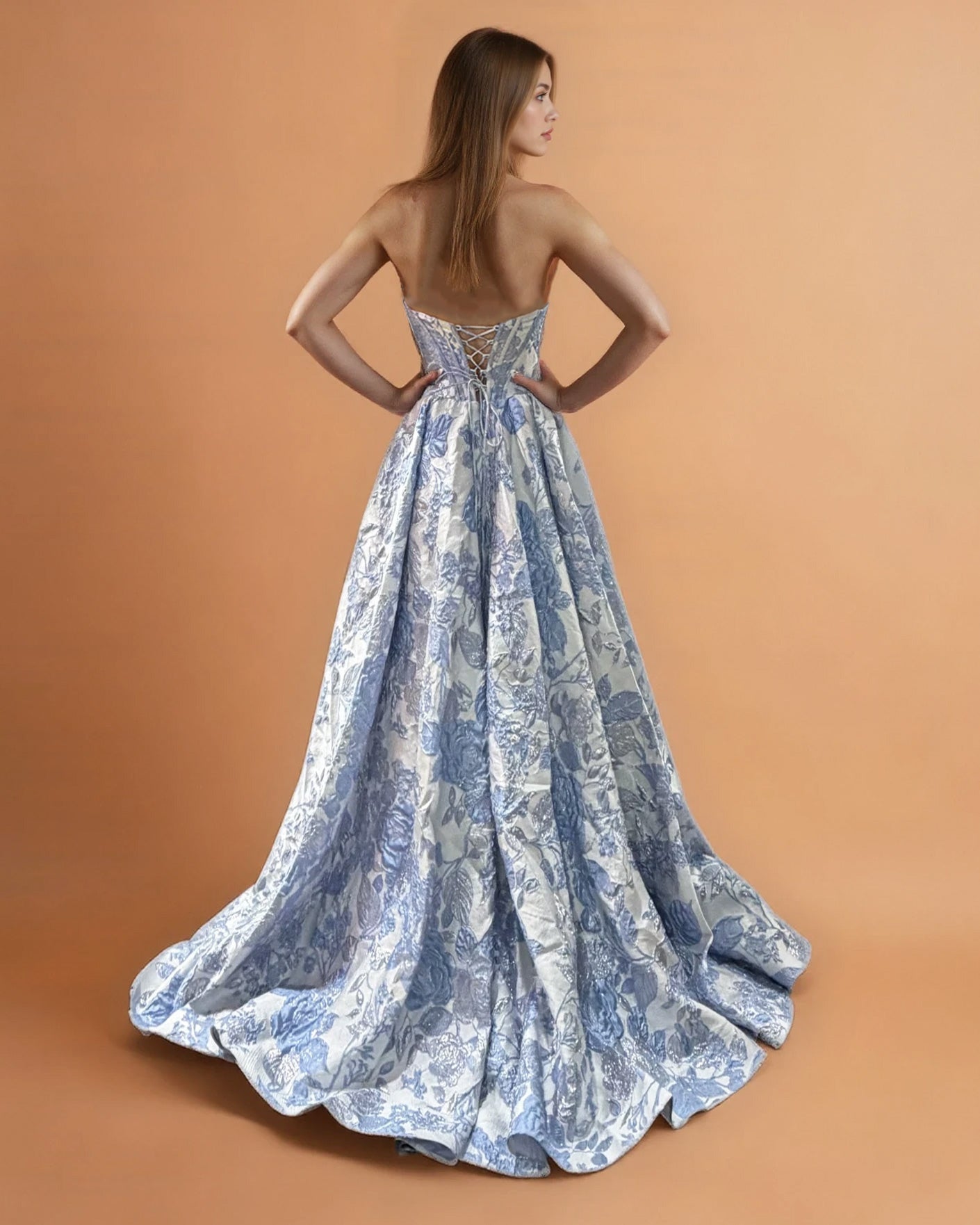 Davina Corset Gown Blue Back