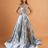 Davina Corset Gown Blue Front