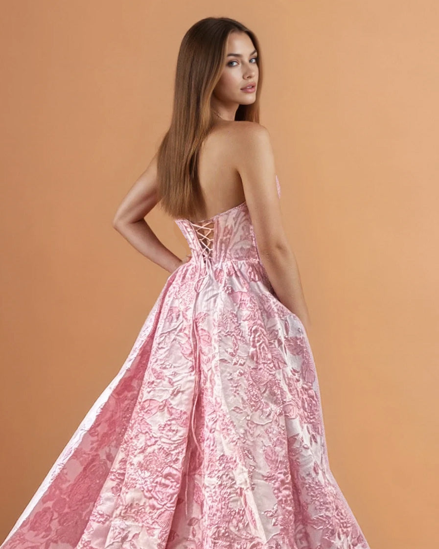 Davina Corset Gown Pink Back
