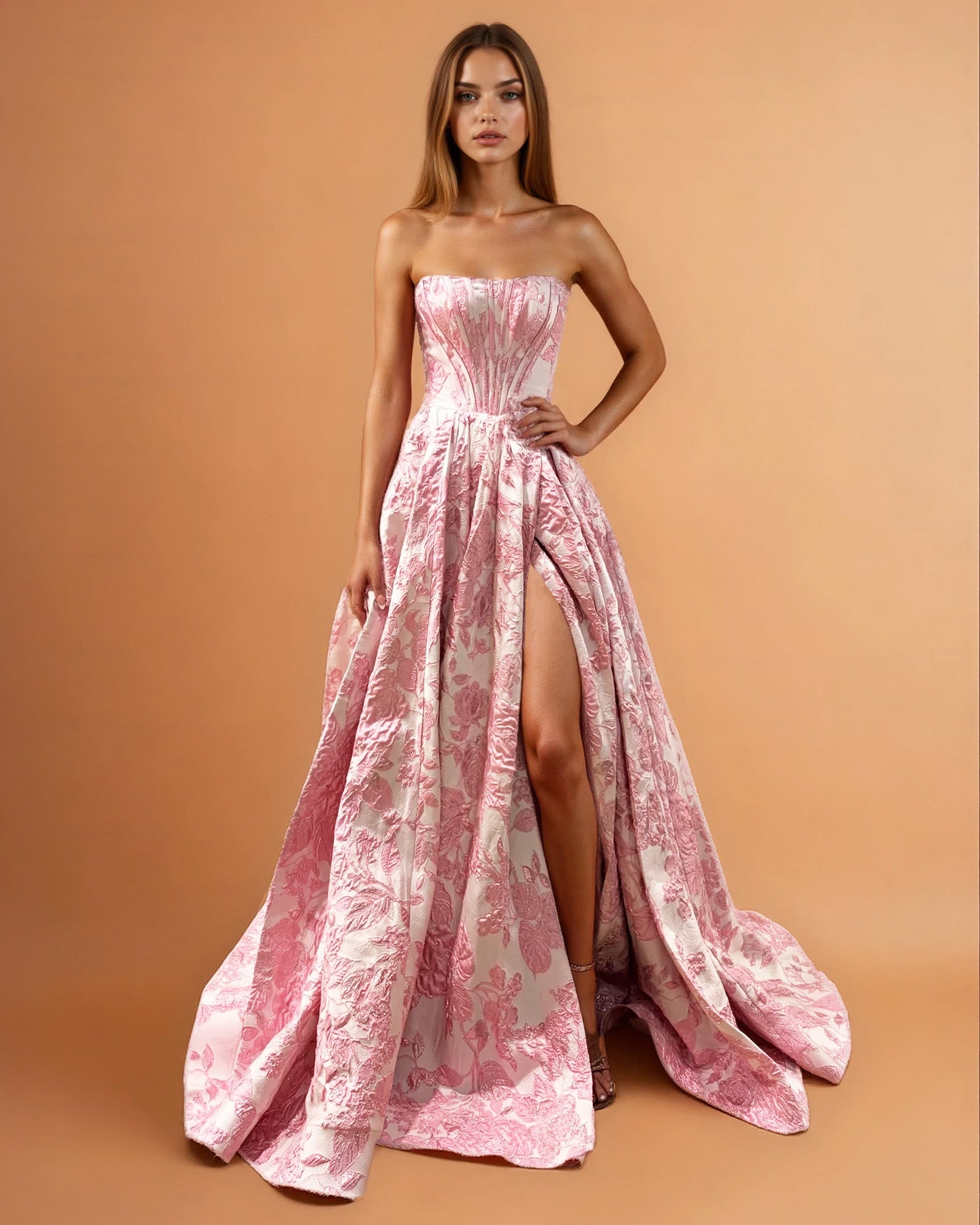 Davina Corset Gown Pink Front