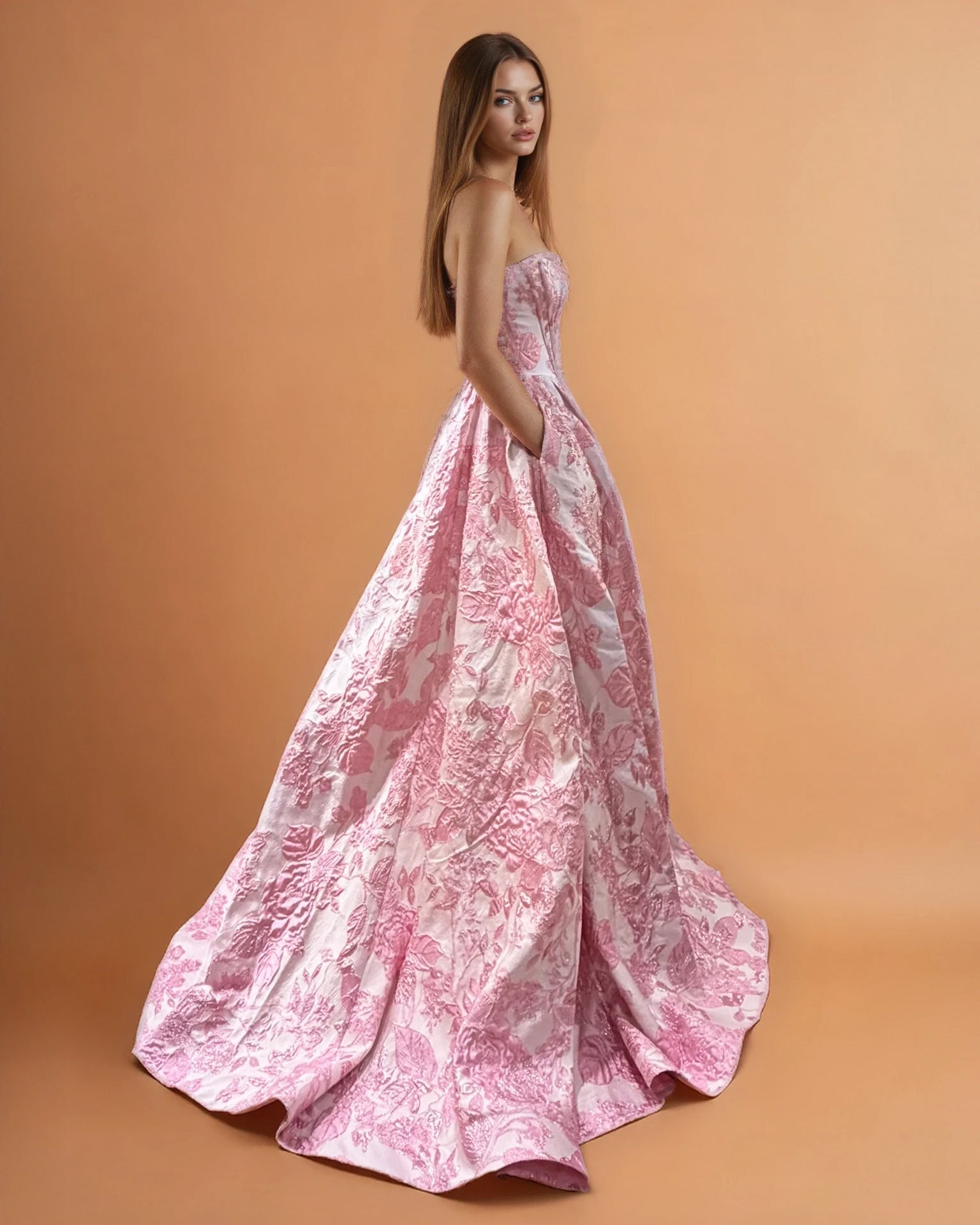 Davina Corset Gown Pink Side