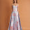 Donatella Satin Corset Gown Pale Blue Floral FRONT