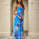 Elara Floral Midi Dress - Blue Print
