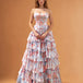 Elizabetta Layered Corset Gown Pale Blue Floral Front