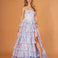 Elizabetta Layered Corset Gown Pale Blue Floral Front