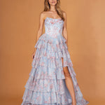 Elizabetta Layered Corset Gown Pale Blue Floral FRONT