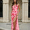 Elowen One Shoulder Maxi Dress Pink Floral Front