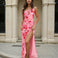 Elowen One Shoulder Maxi Dress Pink Floral Front
