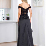 Elyssa Beaded Lace Corset Gown - Black