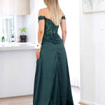 Elyssa Beaded Lace Corset Gown - Emerald