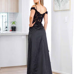 Elyssa Beaded Lace Corset Gown - Black