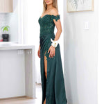 Elyssa Beaded Lace Corset Gown - Emerald