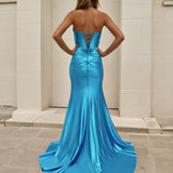 Ester Strapless Corset Gown - Aqua