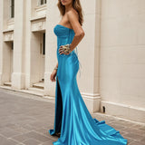 Ester Strapless Corset Gown - Aqua