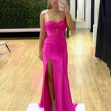 Ester Strapless Corset Formal Gown - Hot Pink Front