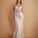 Eudora Beaded Corset Gown Silver/Nude Front
