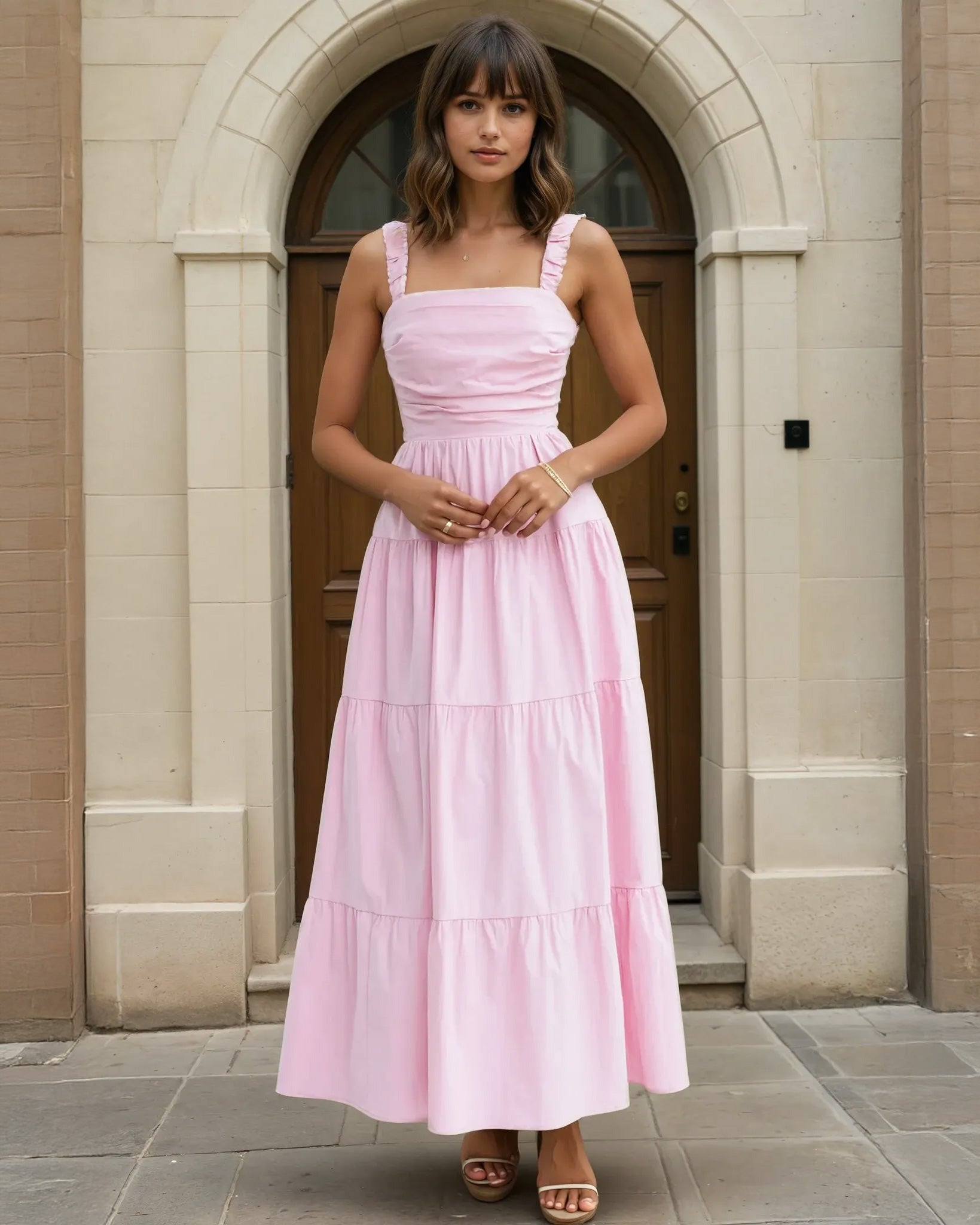 Fiorella Maxi Dress Pink Front