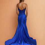 Florenza Satin Corset Gown Cobalt Back