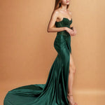 Florenza Satin Corset Gown Emerald side