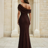 Gabbie Lace Maxi Dress Chocolate Back