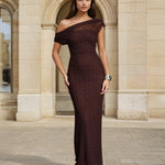 Gabbie Lace Maxi Dress Chocolate Front