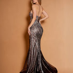 Georgina Strapless Beaded Gown Black/Nude Back
