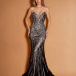 Georgina Strapless Beaded Gown Black/Nude Front