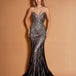 Georgina Strapless Beaded Gown Black/Nude Front