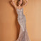 Georgina Strapless Beaded Gown Silver/Nude Front