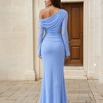 Ginnie Knit Long Sleeve Maxi Dress Blue Back