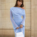 Ginnie Knit Long Sleeve Maxi Dress Blue Front